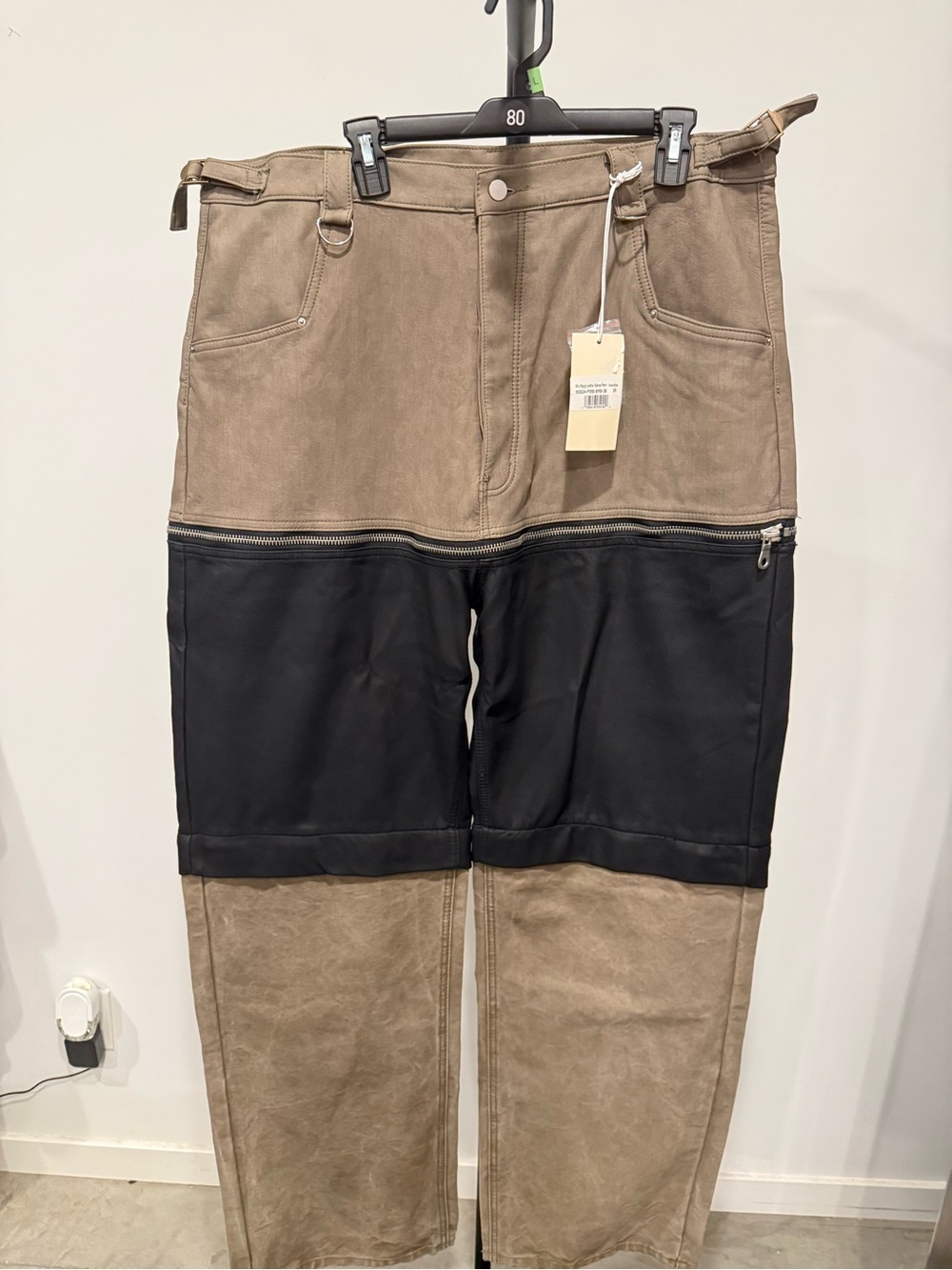 MNML Two-Tone Leather Canvas Pants